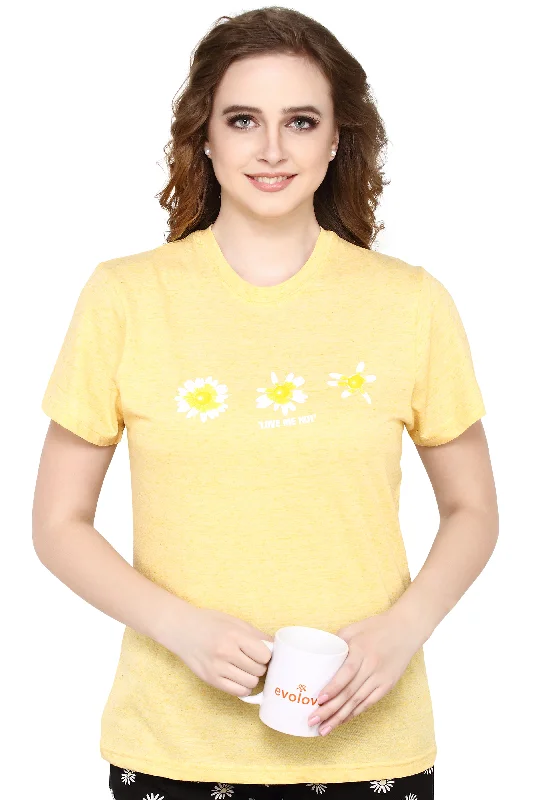 Buttercup Round Neck Flower print Women's (Capri set), (Yellow & Black )