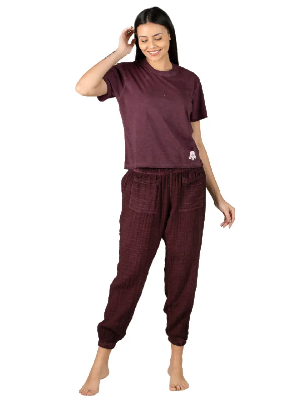 Evolove Maroon Super soft most comfortable Pajama set