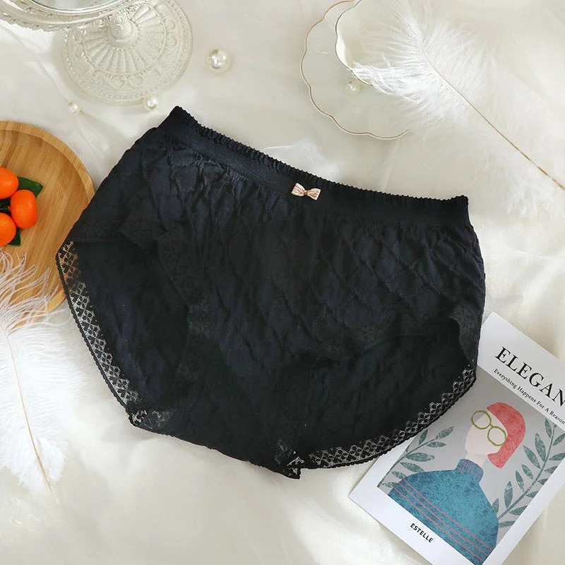 Women Lace Thin Bow Thread Briefs