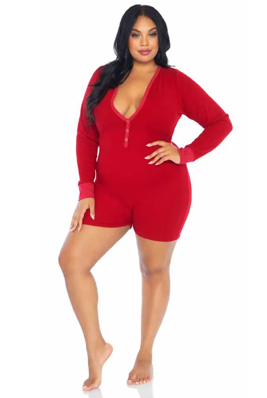 Plus Size Long Johns Romper