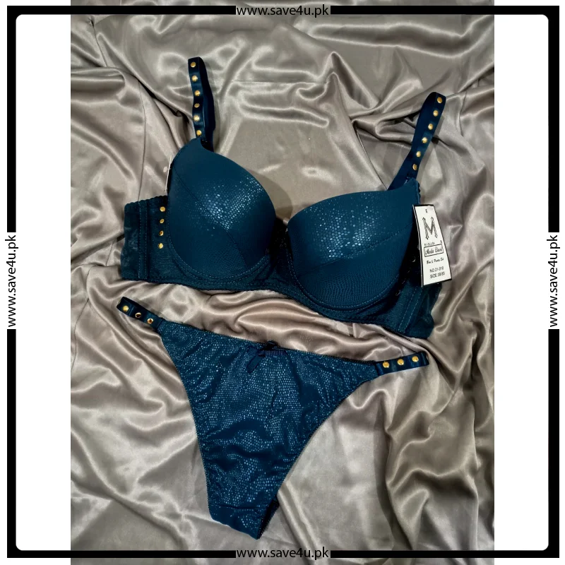 Soft Shiny Leather Push Up Bra Set