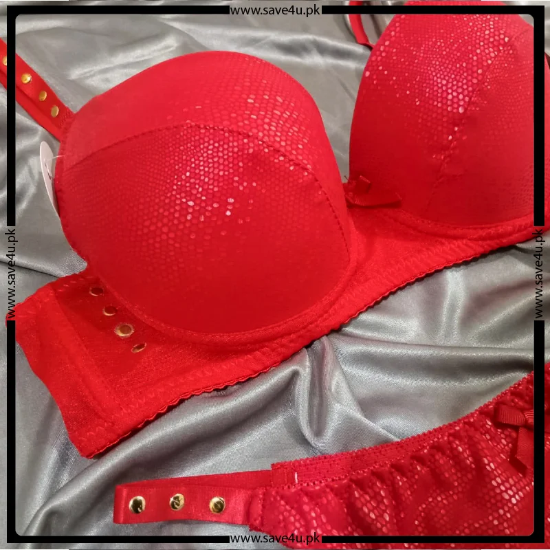 Soft Shiny Leather Push Up Bra Set