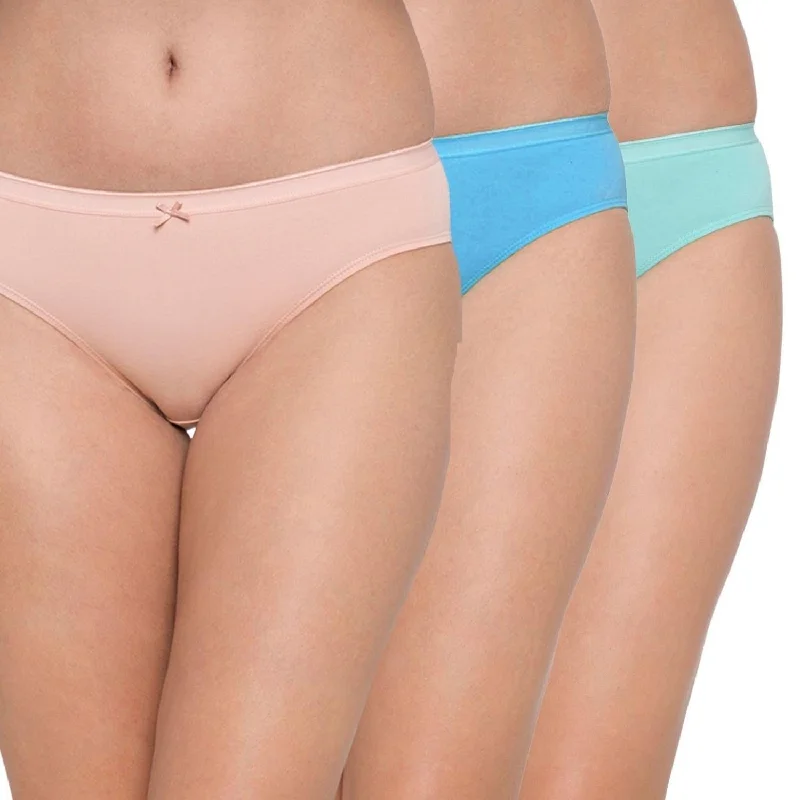 Light Green | Blue | Blush Cotton Bikini Mid Rise Anti-Bacterial Panty (Pack of 3) - CSP3-0038