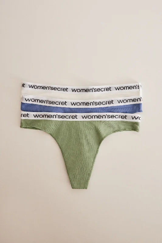 Pack of 3 logo cotton thongs