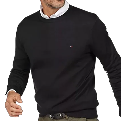 Tommy Hilfiger - Cotton Silk Crew Neck Jumper - Black