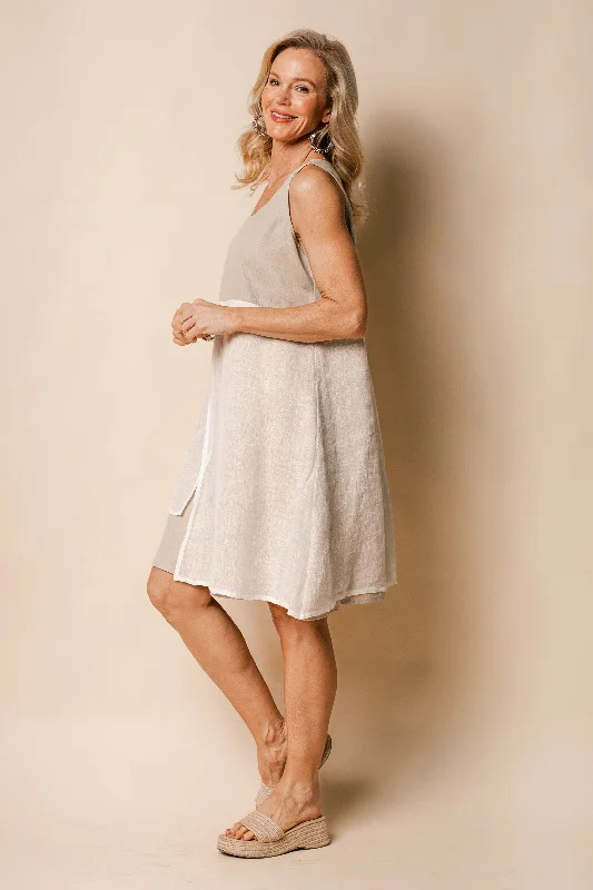 Joyce Linen Blend Dress in Latte