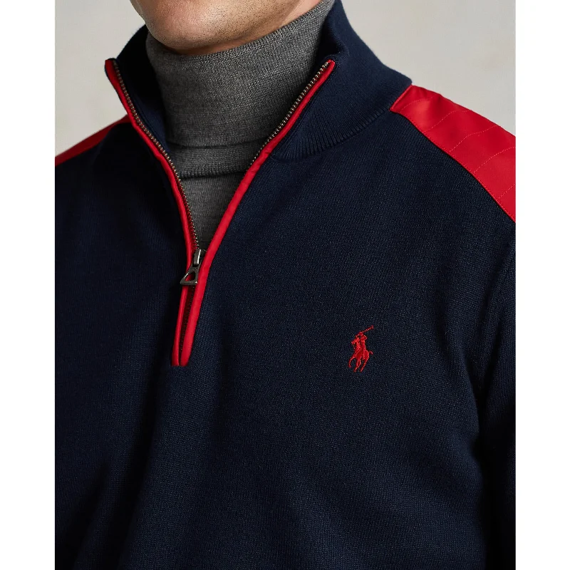 Hybrid Long-Sleeve Pullover - Navy and Red