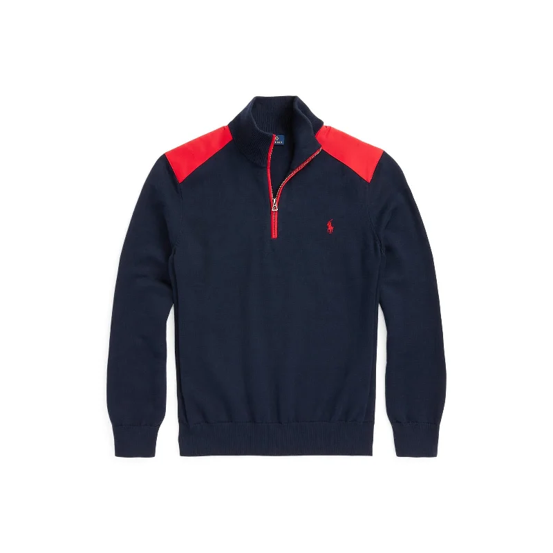 Hybrid Long-Sleeve Pullover - Navy and Red