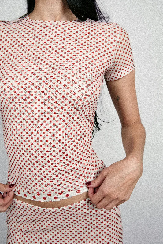 MINI TEE - WHITE POLKA DOT