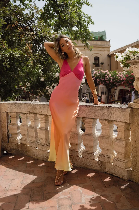 Mirabella Pink Satin Sorbet Maxi Dress