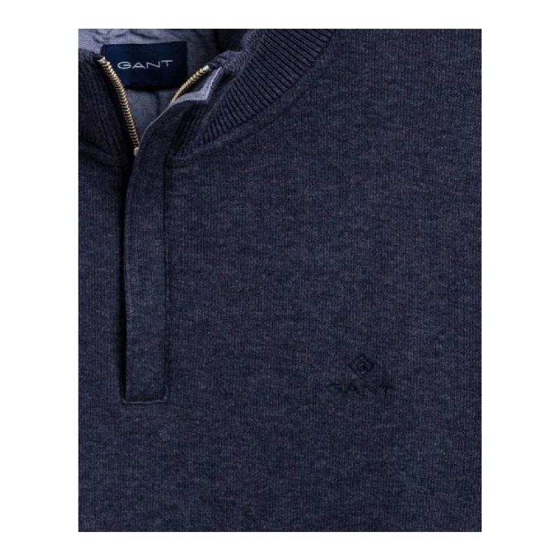 Sacker Rib Half Zip Collar Sweater - Dark Indigo