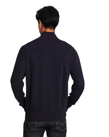 Sacker Rib Half Zip Collar Sweater - Navy