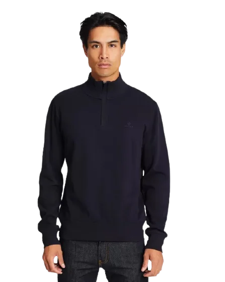 Sacker Rib Half Zip Collar Sweater - Navy