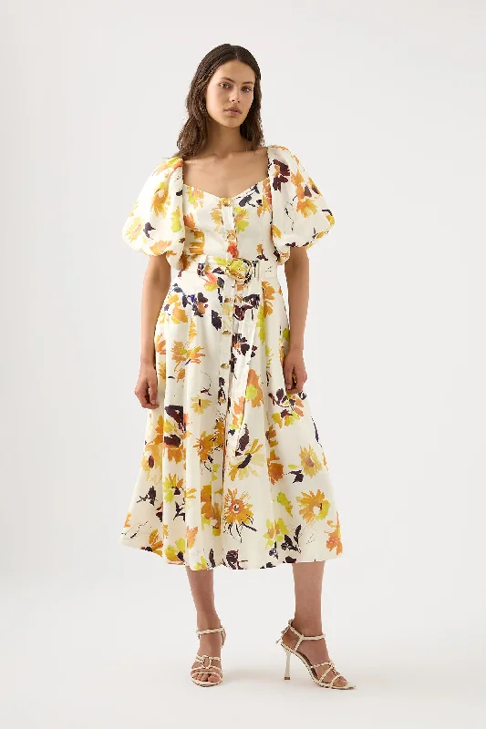 Soleil Belted Midi Dress