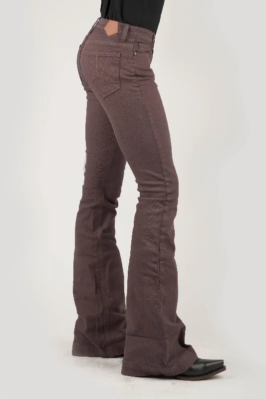 WOMENS PLAIN FRONT NO POCKETS BROWN COLOR JEANS