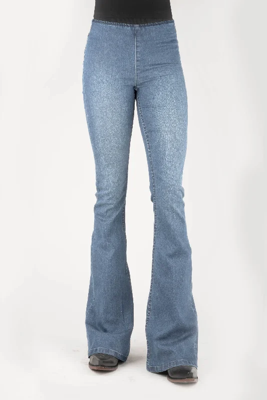 WOMENS HIGH RISE SKINNY FLARE ELASTIC JEANS