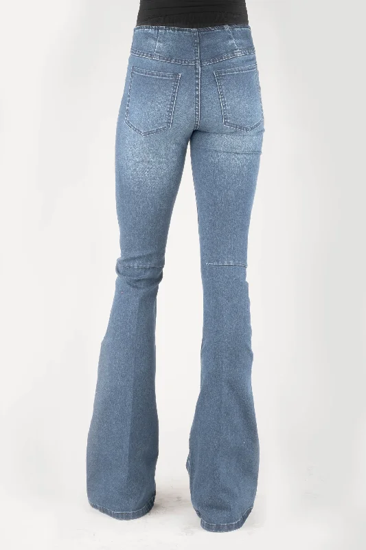 WOMENS HIGH RISE SKINNY FLARE ELASTIC JEANS