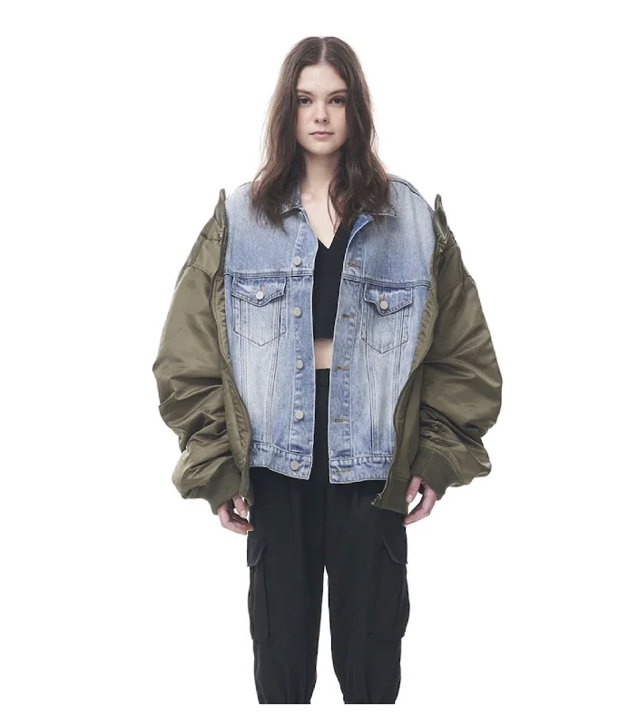 Contrast Denim Bomber Jacket