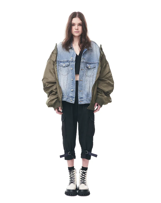 Contrast Denim Bomber Jacket