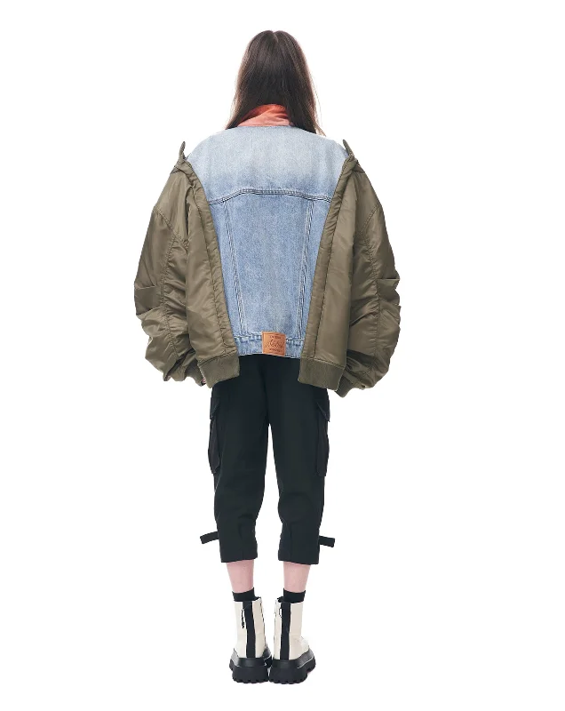 Contrast Denim Bomber Jacket