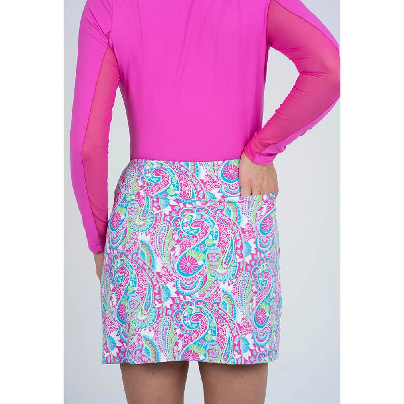 IBKUL 17 1/2-Inch Gloria Skort - Hot Pink/Turquoise