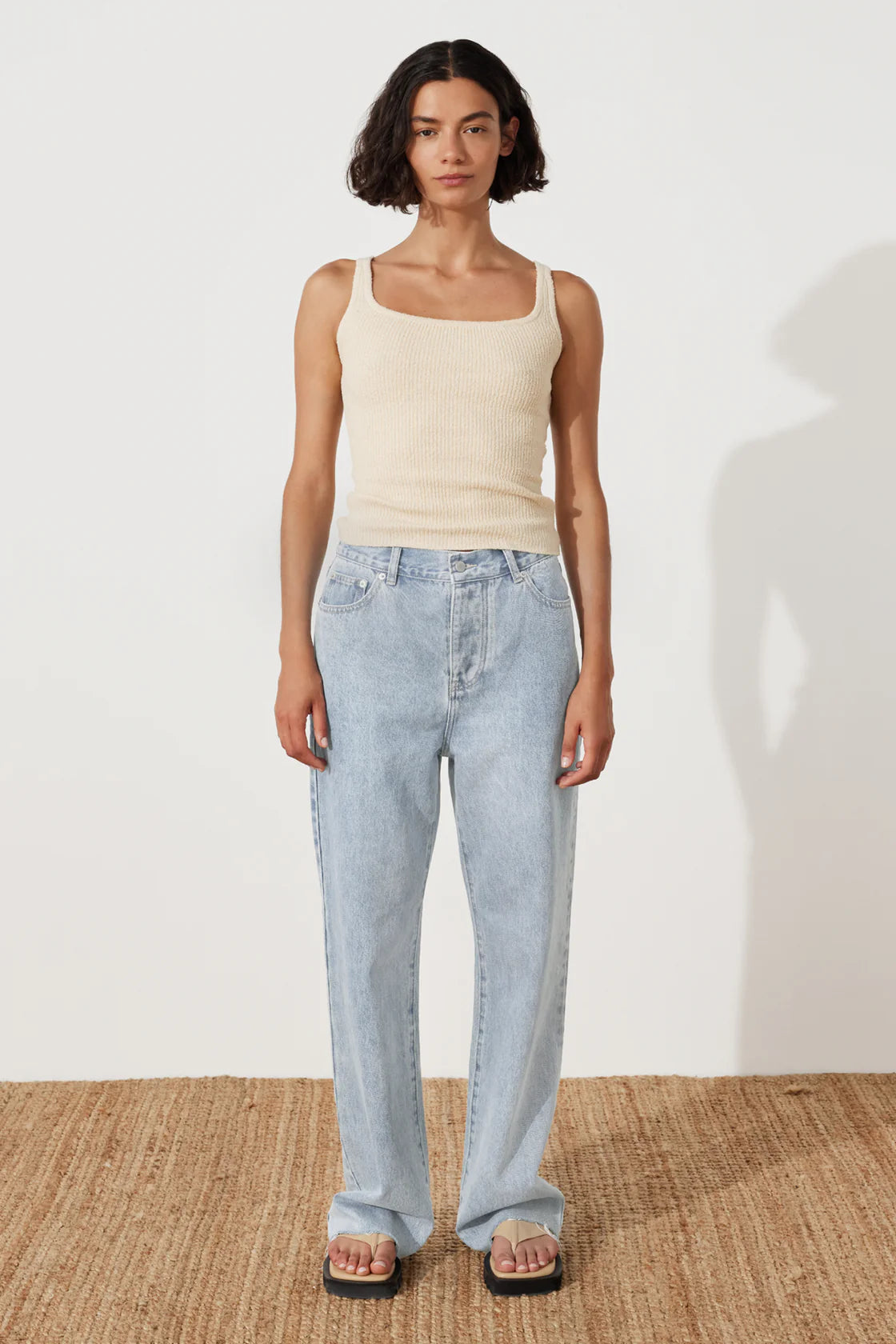 Light Wash Recycled Cotton Mid Rise Jean