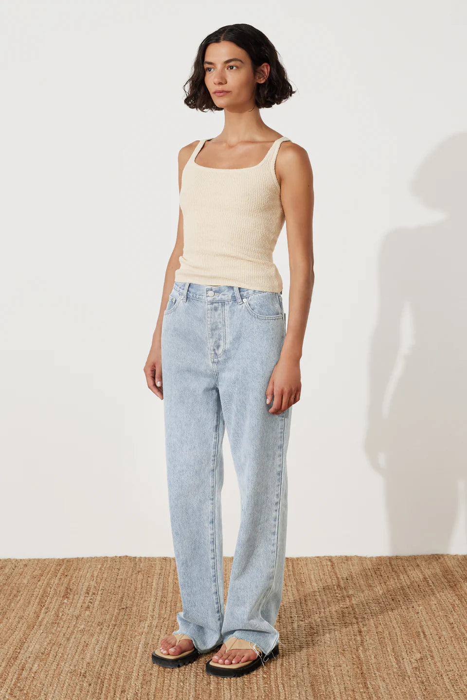 Light Wash Recycled Cotton Mid Rise Jean