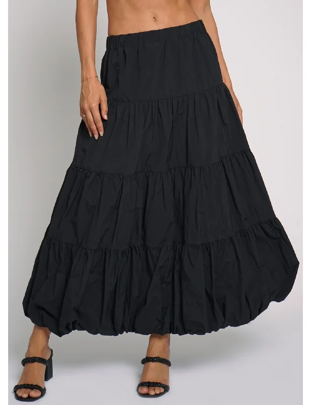 Rilee Tiered Maxi Skirt, Black