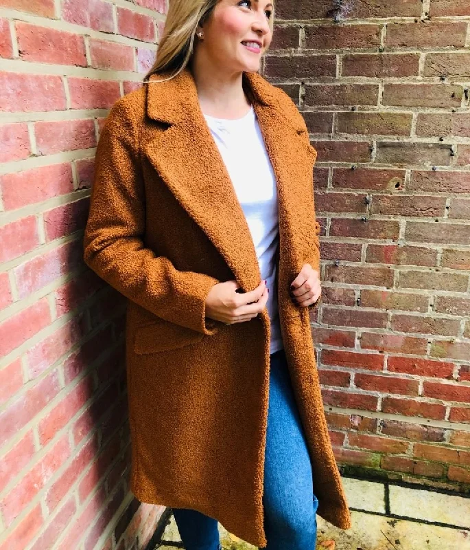 Brown Teddy Boucle Coat