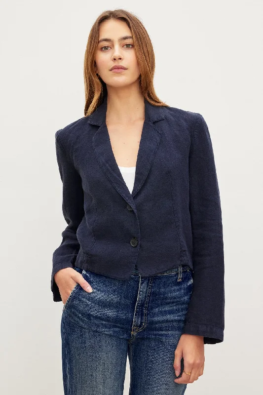 FINLEY HEAVY LINEN CROPPED BLAZER