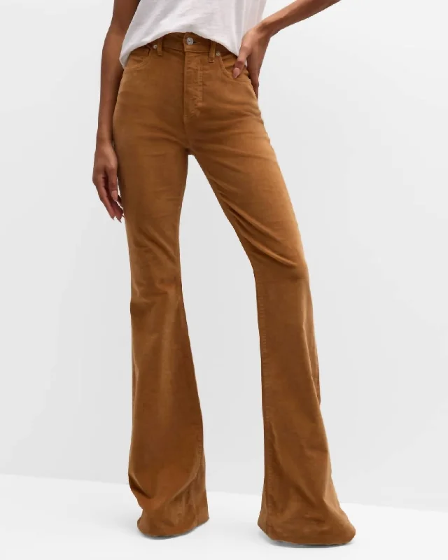 Sheridan Corduroy Bell Bottom Jean In Camel