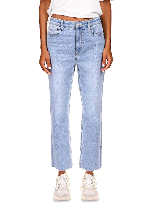 Womens Denim Cropped Straight Leg Jeans