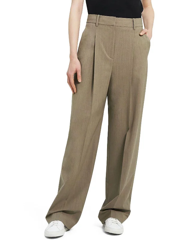 Womens Wool Blend Pleated Dress Pants