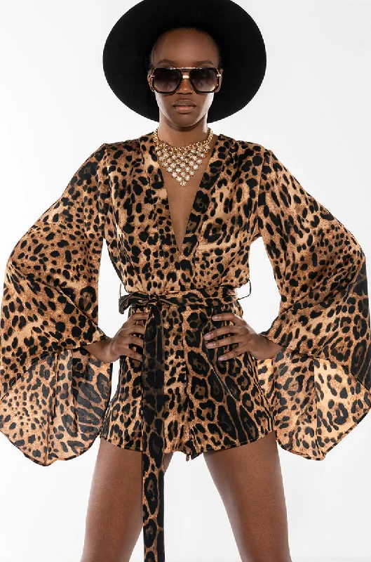 BAD LIL BABY BELL SLEEVES LEOPARD ROMPER