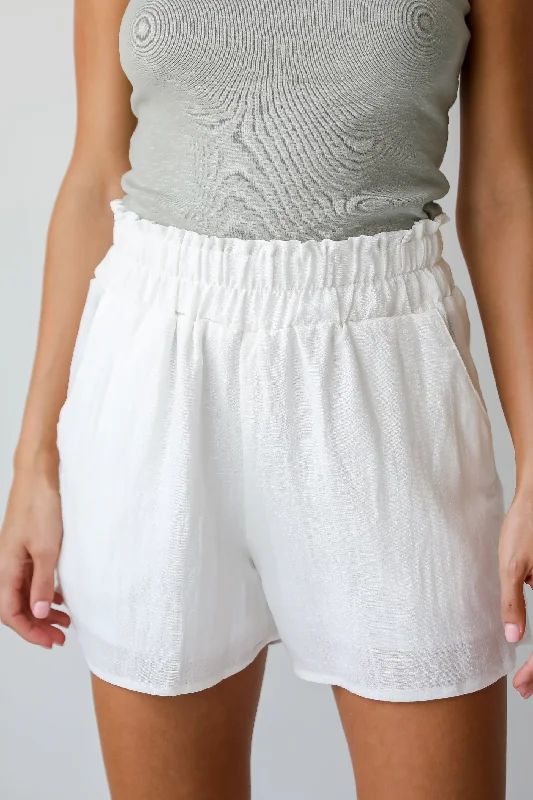 FINAL SALE - Breezy Versatility Off White Linen Shorts