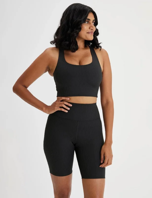 RIB High Waisted Bike Short - Black