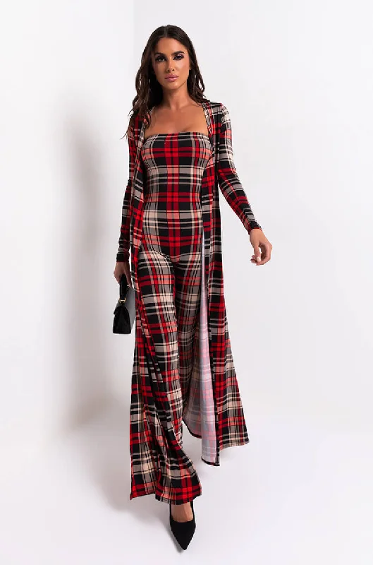 NOW OR NEVER PLAID JUMPSUIT