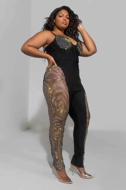 PLUS WALK MY WAY RHINESTONE BANDAGE JUMPSUIT