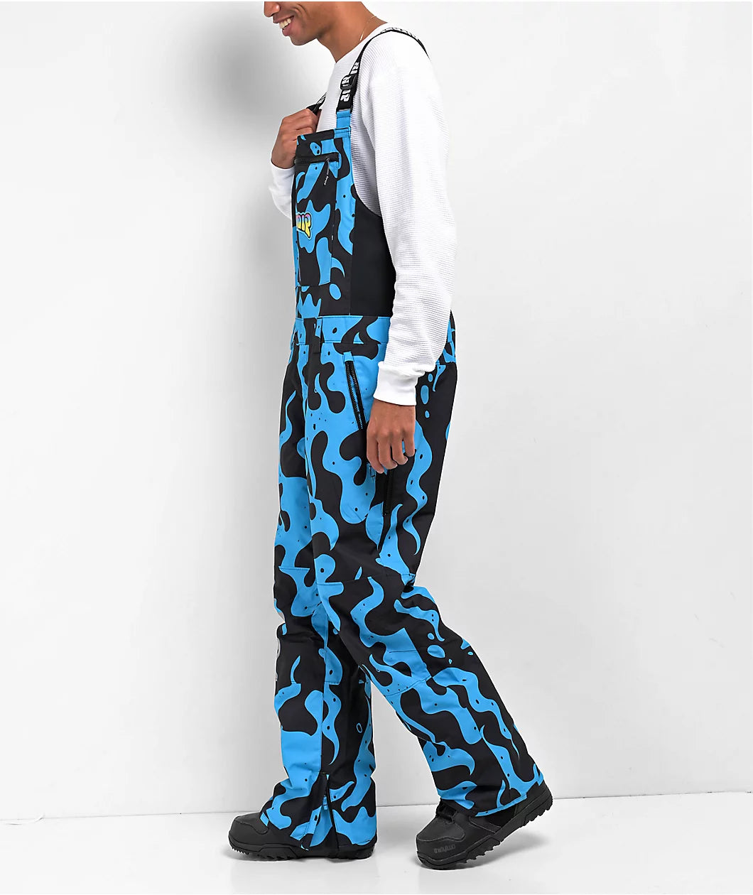 Psychedelic Snowboard Bib Pants (Blue)