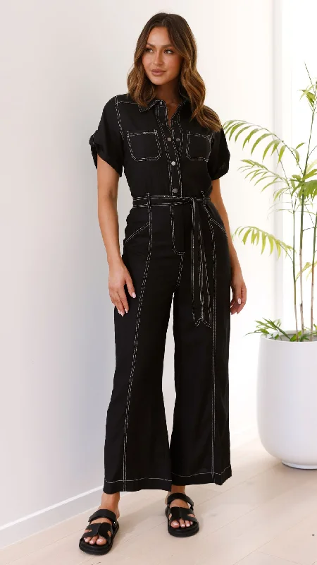 Jachin Jumpsuit - Black Contrast Stitch