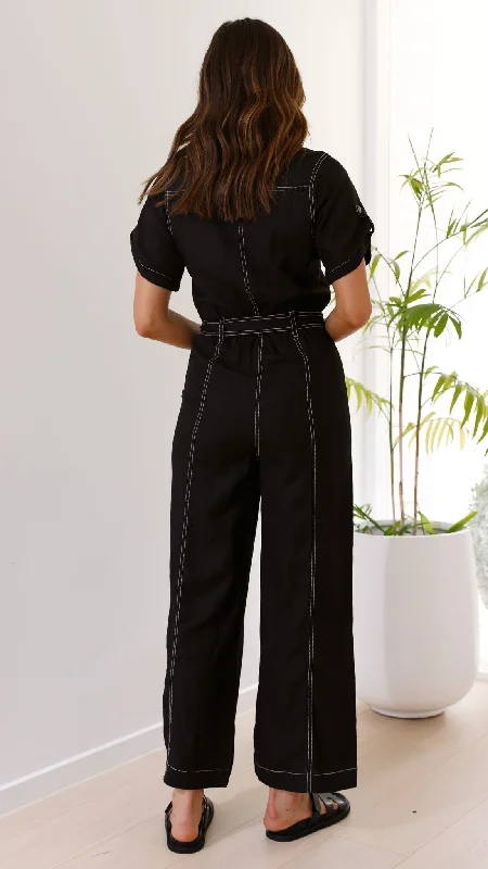 Jachin Jumpsuit - Black Contrast Stitch