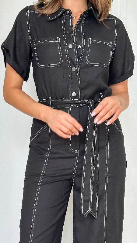 Jachin Jumpsuit - Black Contrast Stitch