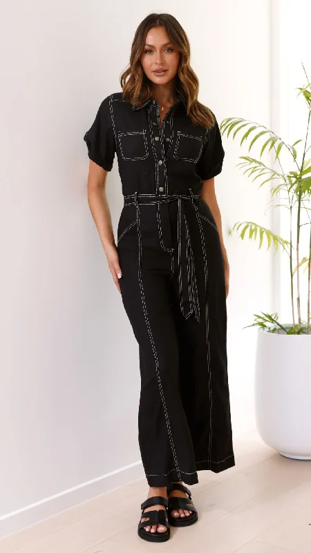 Jachin Jumpsuit - Black Contrast Stitch