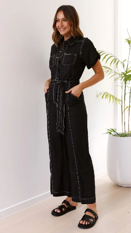 Jachin Jumpsuit - Black Contrast Stitch